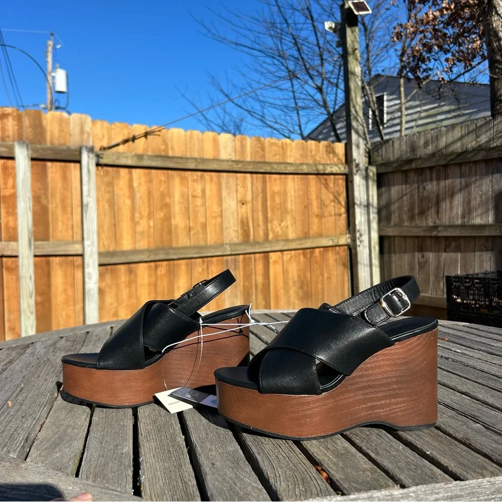 Women's Naomi Wood Wedge Heels Universal Thread size 7.5 y2k spring summer chunk